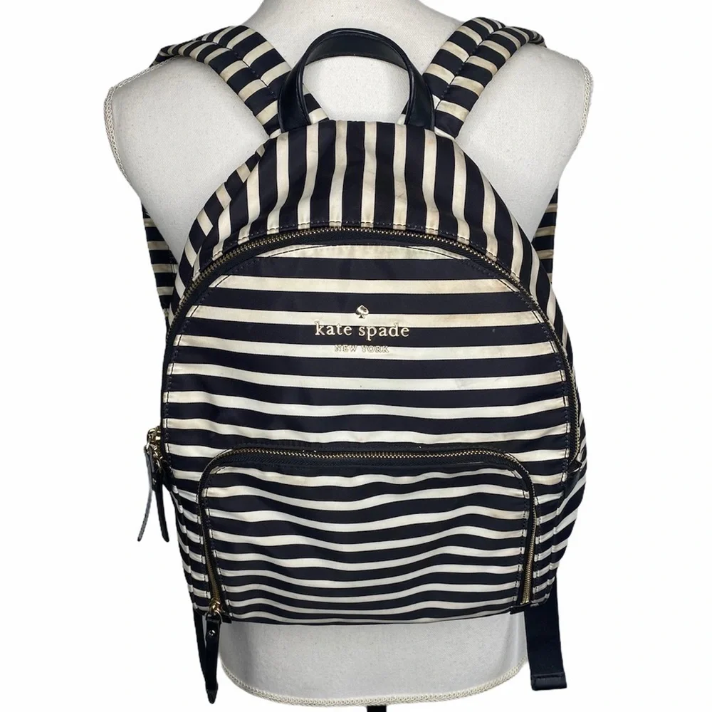 Kate Spade Black & White Striped Backpack